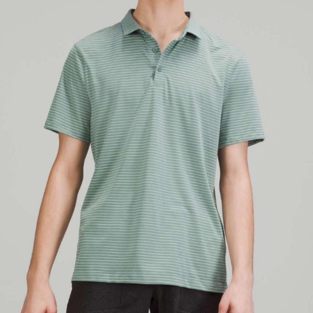 Men's Lululemon Evolution Short Sleeve Polo - Agile Stripe Tidewater Teal